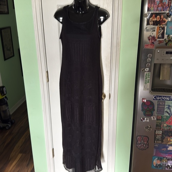 Metamorphosis Vintage 90s Black Crochet Maxi Dress Size Medium Goth Grunge - Picture 7 of 10